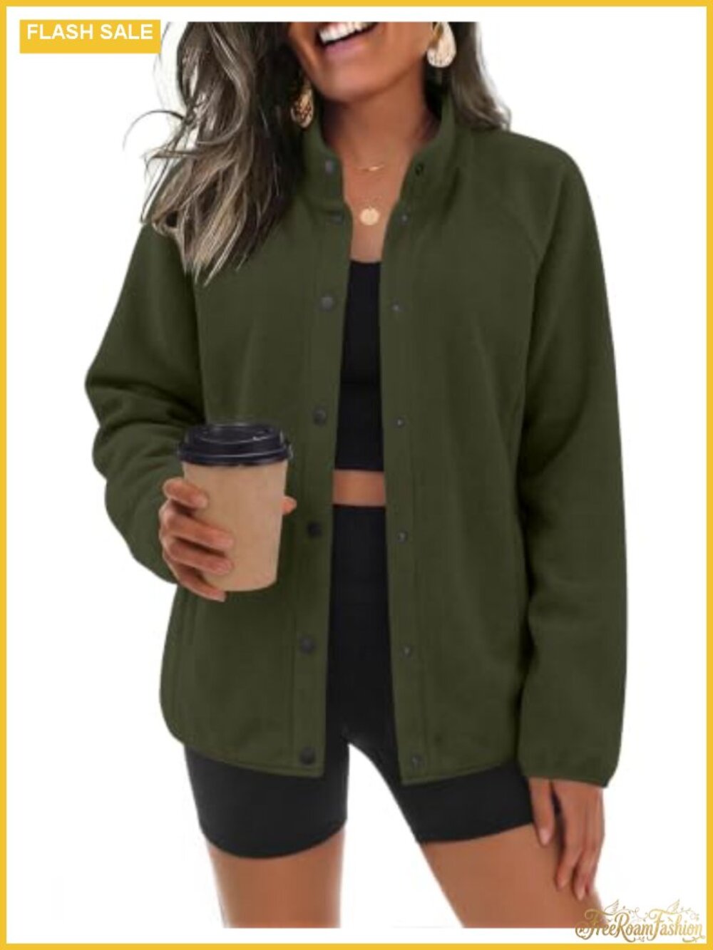 Zeagoo Women's Fleece Button Down Jacket with Pockets Fall Winter Coat